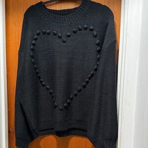 Andree Black Heart Knit Sweater
